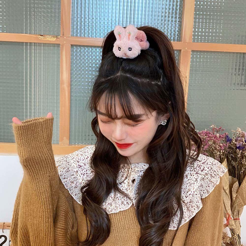 TWINKLE Dây Cột Tóc Co Giãn Hình Thỏ Bông Mềm Mại Cho Nữ