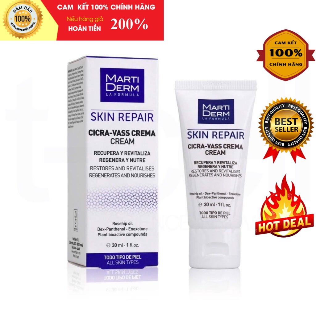 Kem Dưỡng B5 Dưỡng Ẩm Tái Tạo Phục Hồi Da Tổn Thương, Nhạy Cảm MartiDerm Skin Repair Cicra Vass Cream