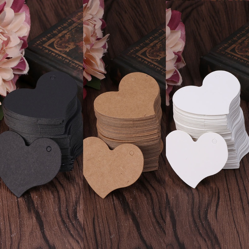 Set 100 thẻ giấy hình trái tim dùng để trang trí quà tặng
