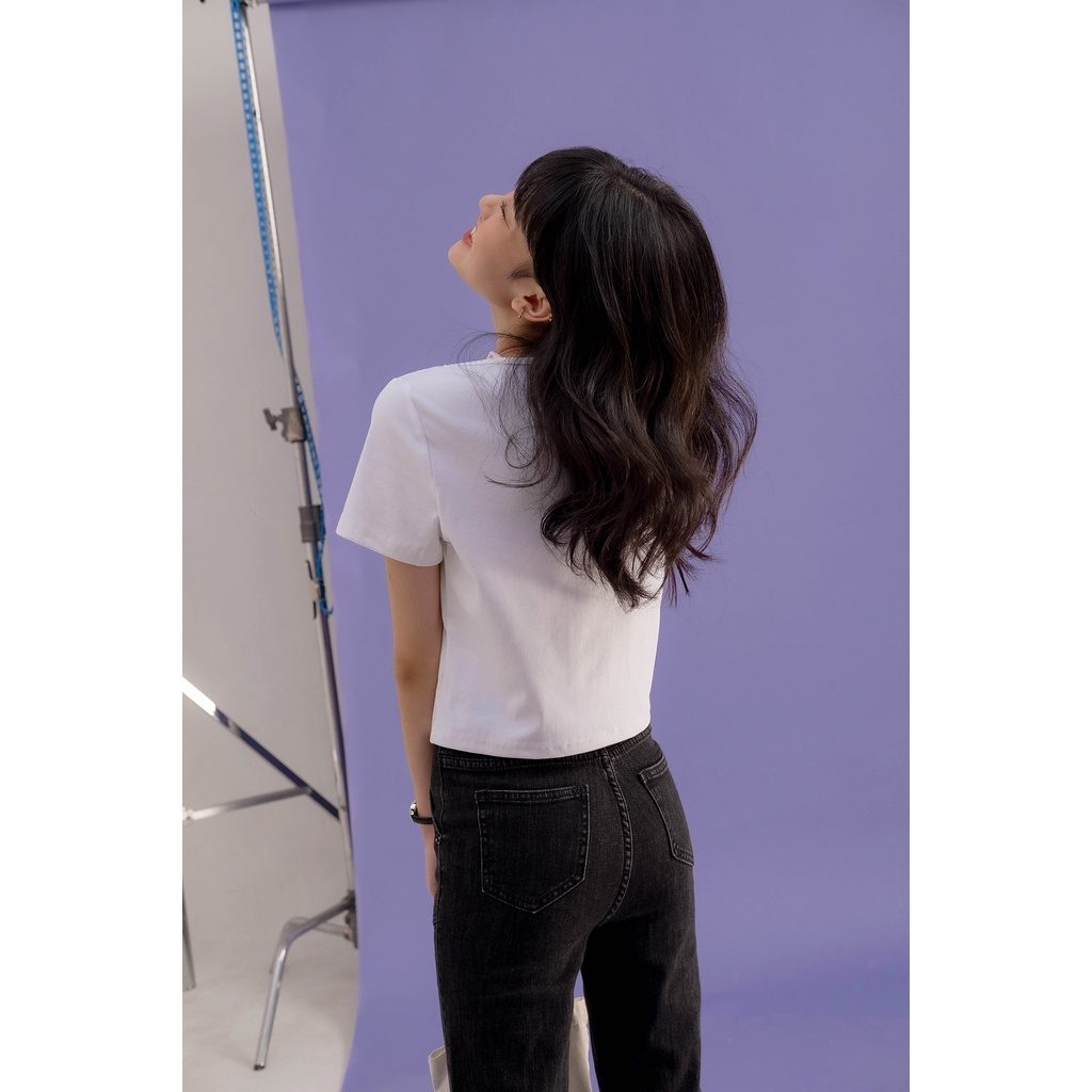 Quần jeans ống suôn 2 túi đắp màu đen LENclothing 7965