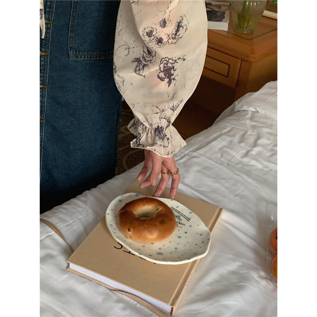 Áo Sơ Mi Voan Dài Tay In Họa Tiết Thanh Lịch Theo Phong Cách Xuân Hè 56004