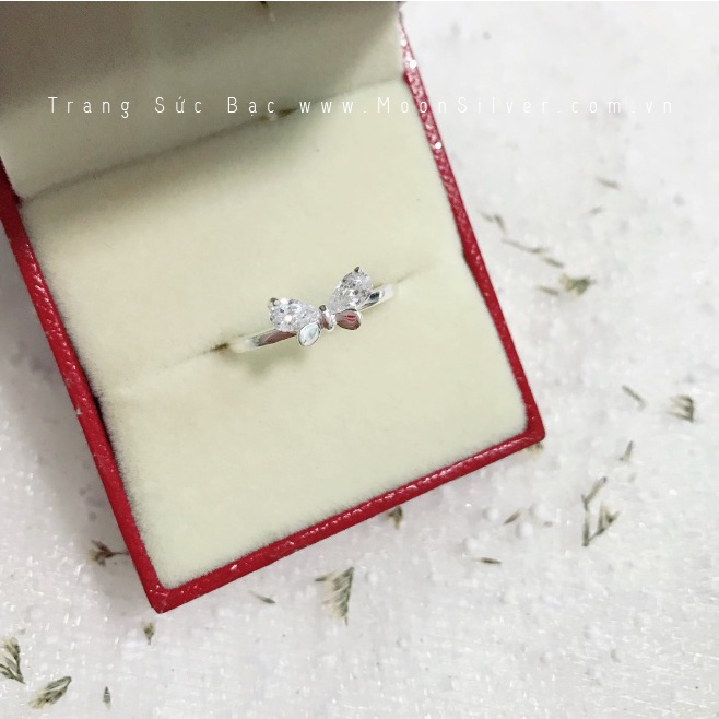 Nhẫn bạc nữ hình cánh bướm butterfly đính đá