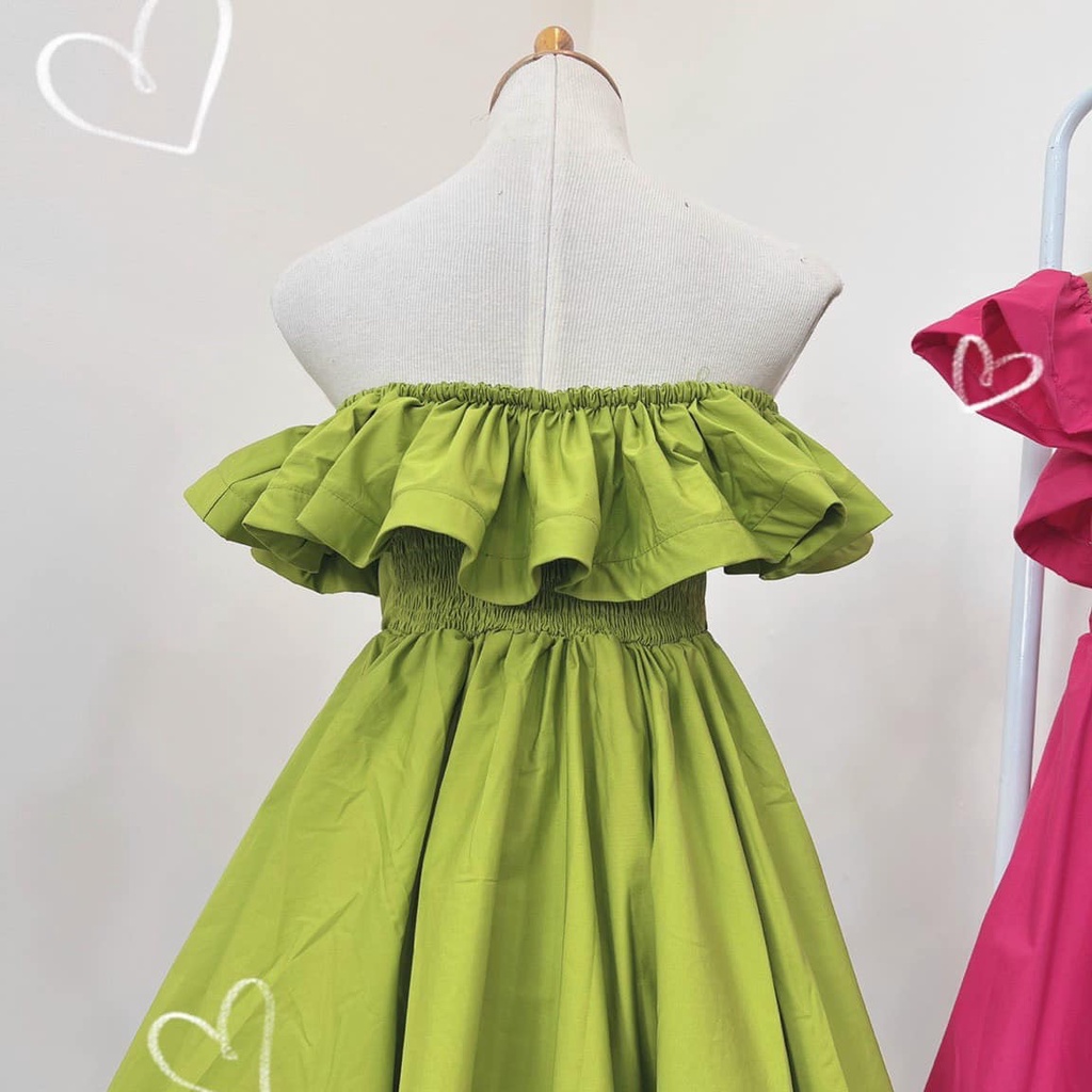 Đầm xoè bẹt vai bèo 4 màu hạ trễ hở sexy lưng ulzzang