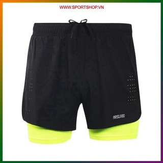 Quần thể thao nam ARSUXEO MS01, quần chạy bộ 2 lớp (boxer) có túi khóa kéo phía sau, siêu mềm mại, thoáng khí