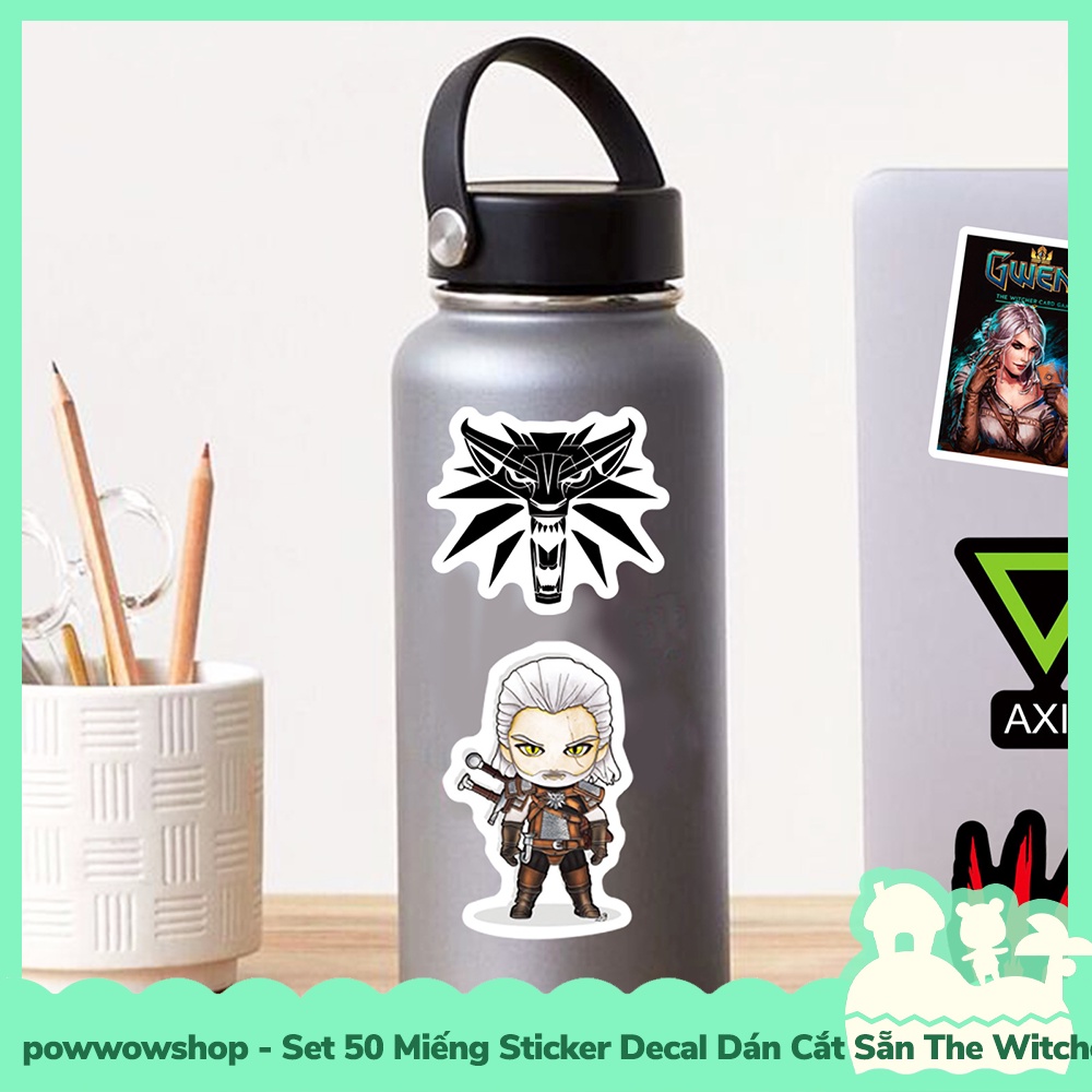 [Sẵn VN - Hỏa Tốc] Set 50 Miếng Sticker Decal Cắt Sẵn DIY Dán Trang Trí Vật Dụng Mẫu Nhân Vật Game The Witcher St Hero