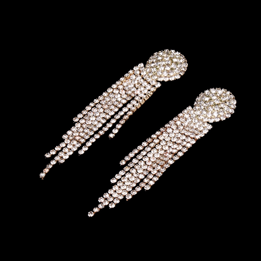 Hoa tai dáng dài đính pha lê thời trang cho cô dâu