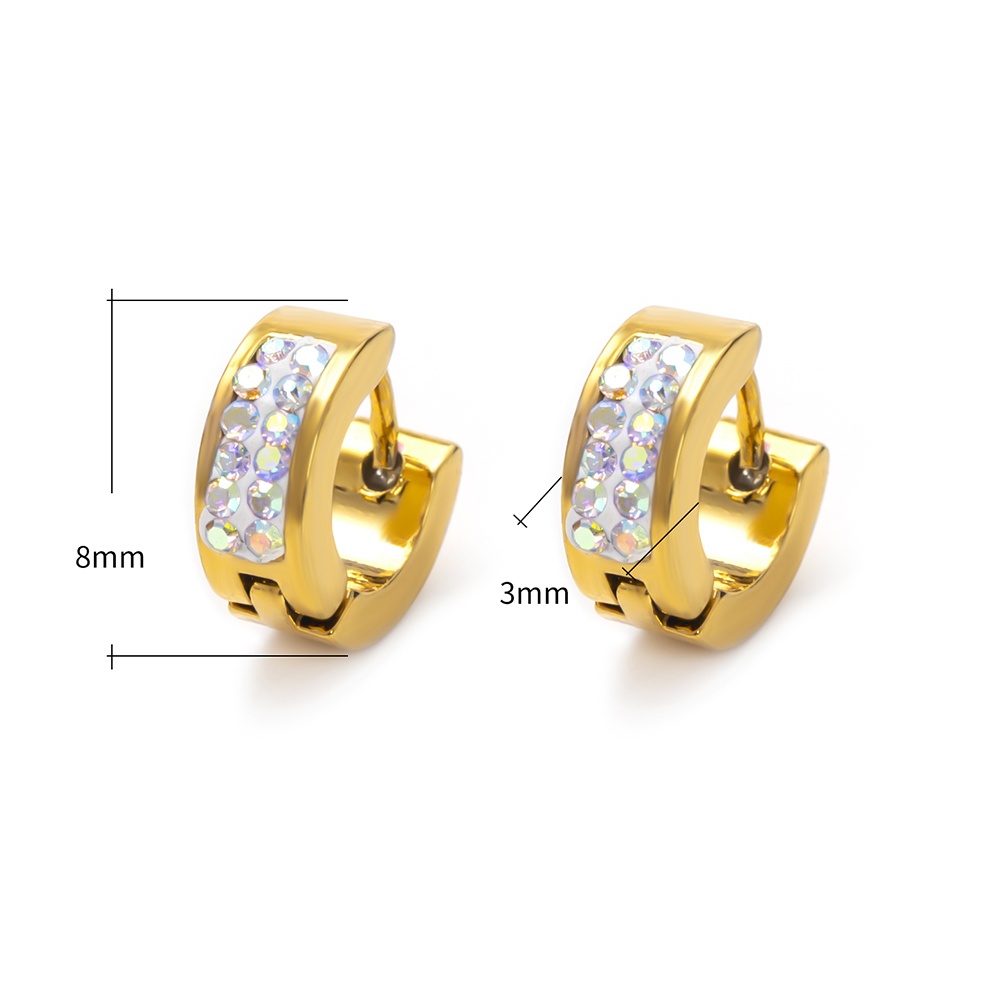 Khuyên Tai Tròn Đính Đá Bằng Thép Không Gỉ Thời Trang