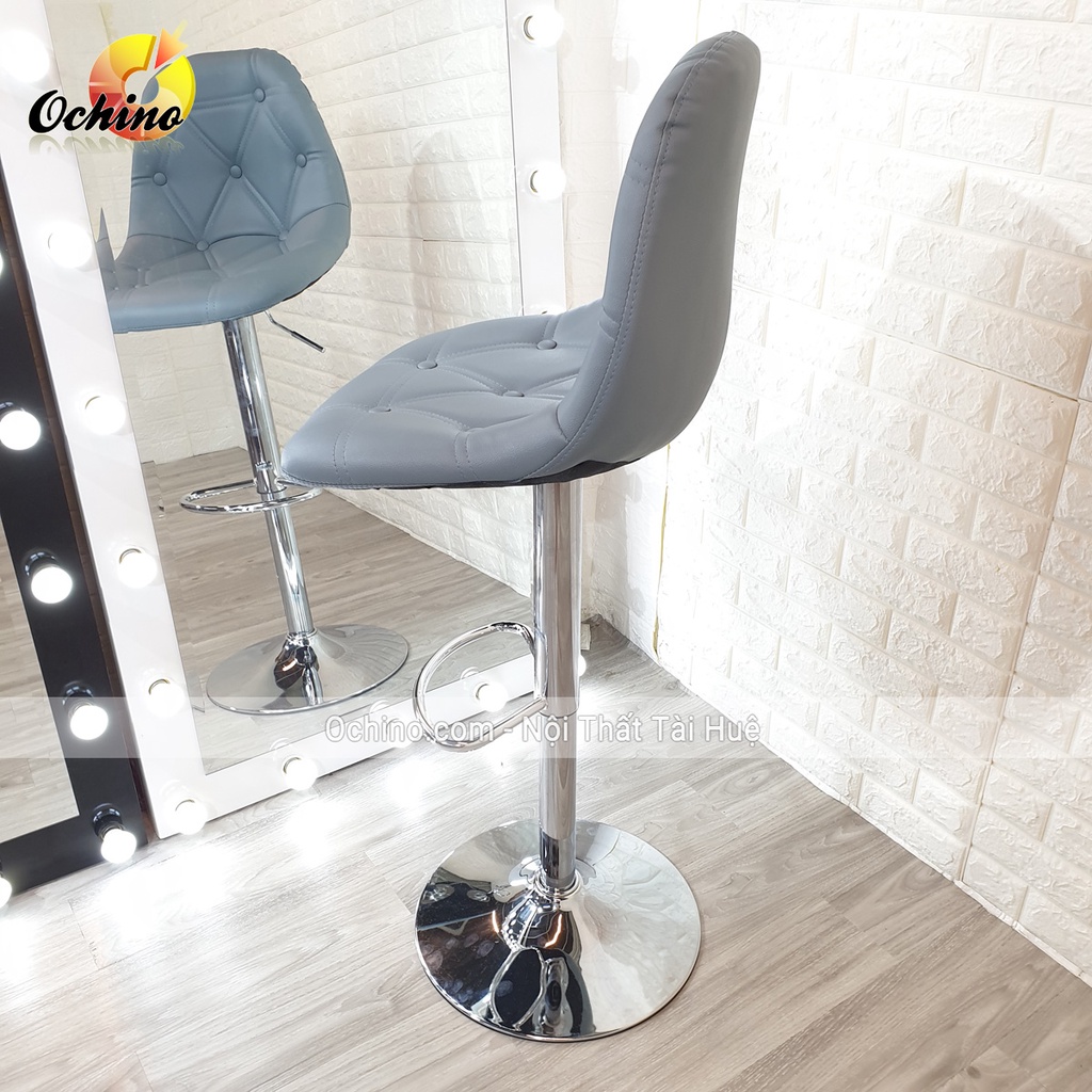 Ghế Trang Điểm, Ghế Quầy bar Mẫu Cúc Bọc Da hàng Nhập (xoay 360 và điều chỉnh độ cao)