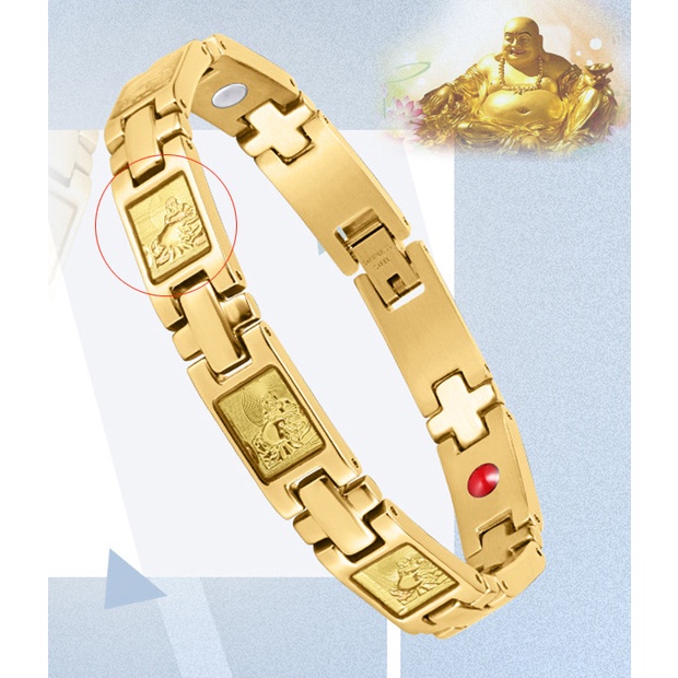 Lắc tay phong thủy mạ 18k Phật Di Lặc -O12