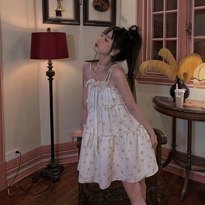 Đầm Nữ In Hoa Phong Cách Nhật Bản Xinh Xắn