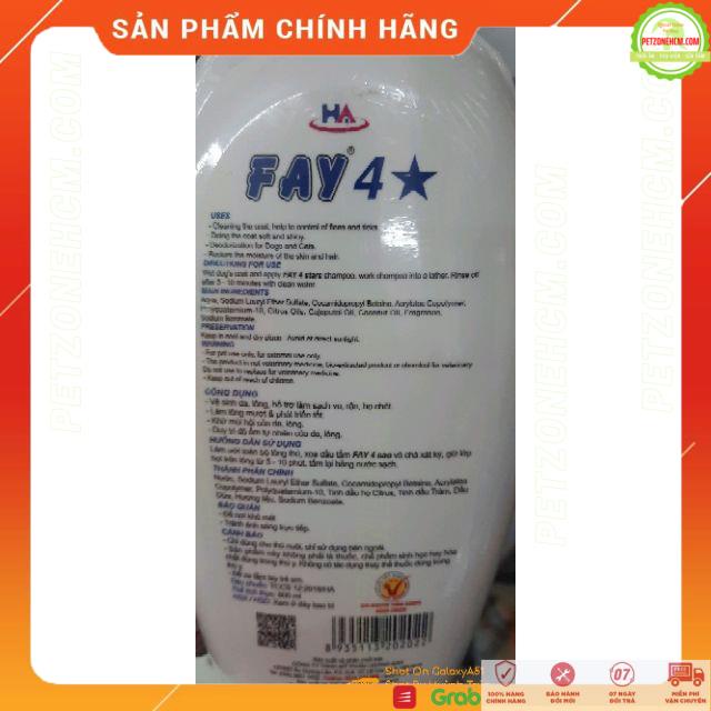 Sữa tắm cho chó Fay 4 sao 300ml|800ml  FREESHIP 20K  Dầu tắm Fay chó mèo tác dụng 4 trong 1 | PetZoneHCM