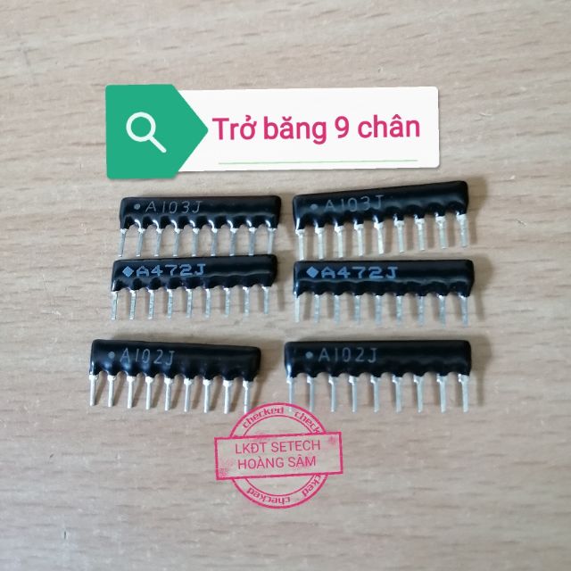 5 chiếc Trở băng 9 chân 1/8W 5% 1k,4.7k,10k