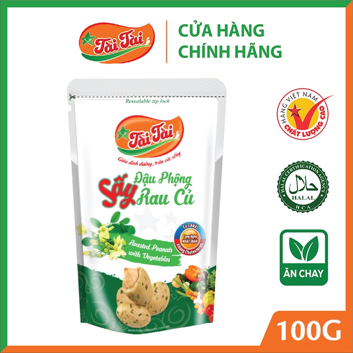 [[HOT SALE] Ăn chay - Đậu phộng sấy rau củ Tài Tài túi zipper 100g