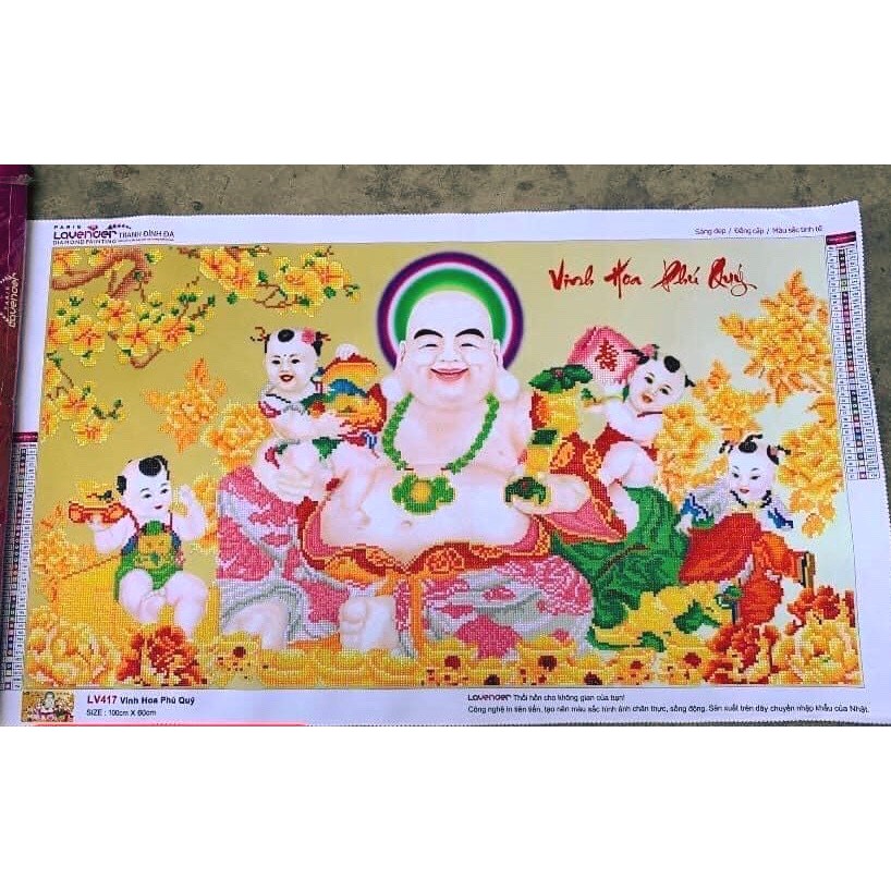 Tranh đính đá Vinh hoa Phú Quý LV417 - KT 100x60cm (chưa đính đá)