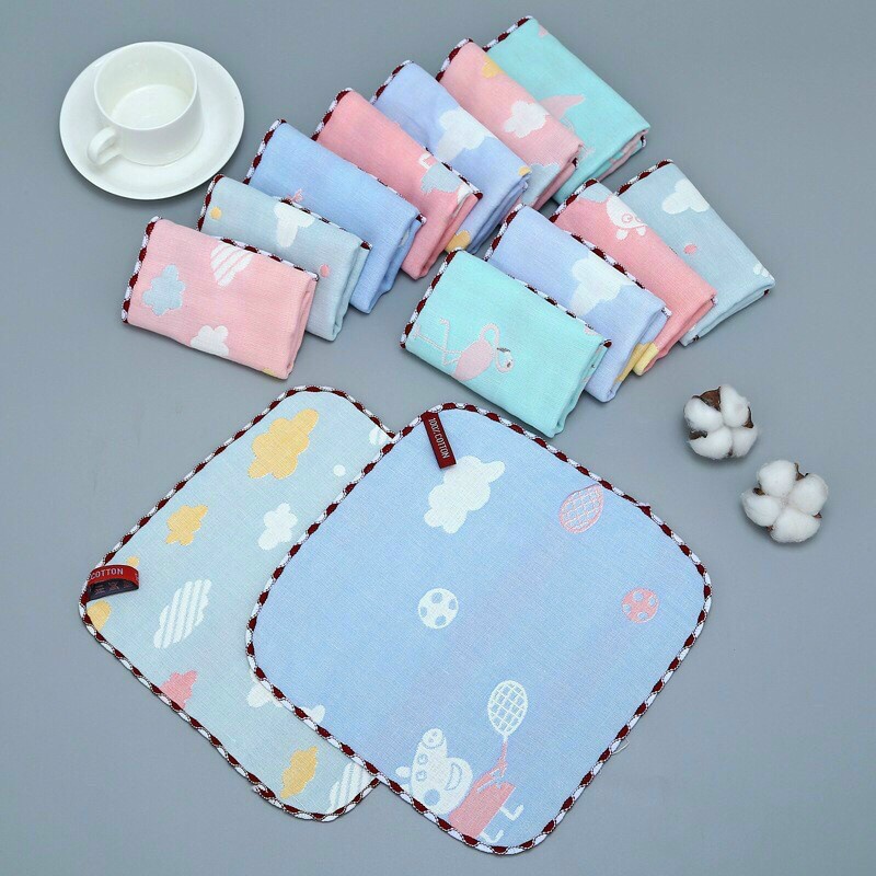 [bán lẻ]khăn mặt sợi tre, cotton 6 lớp LeeLee Kids 25x25cm