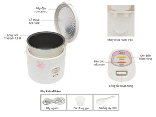 [Chính Hãng] Nồi Cơm Điện Midea MR-CM18SQ BH 12 tháng