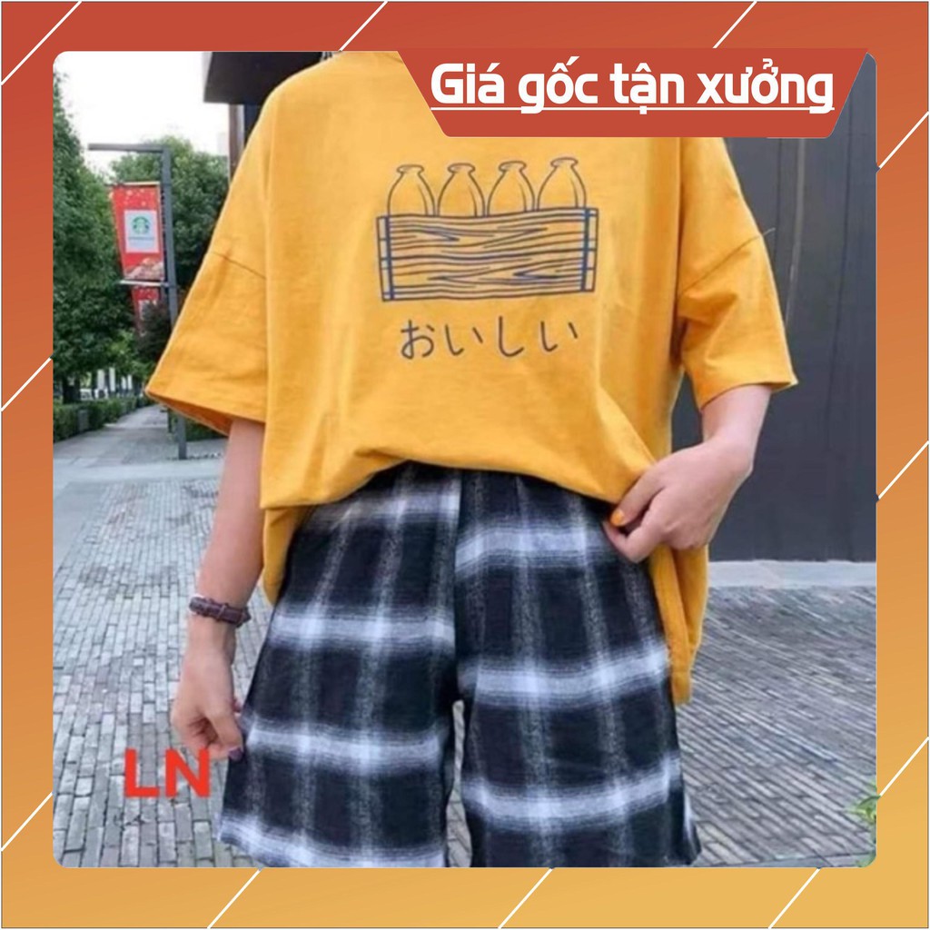 Áo lọ nước + quần đùi kẻ LN12