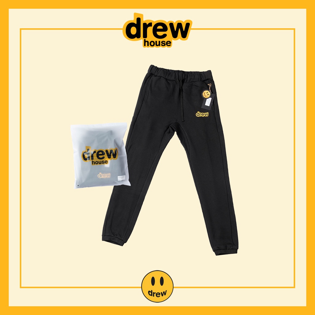 Quần jogger drew chữ nam nữ đen xám