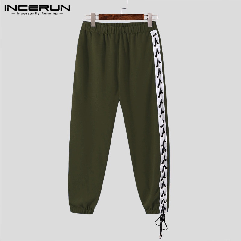 Quần baggy INCERUN eo thun có dây cột bên hông 3 màu dành cho nam giới