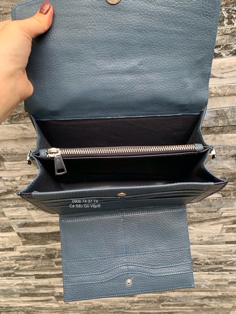 TÚI DA CÁ SẤU THẬT S22 XANH NAVY - CÁ SẤU GÒ VẤP