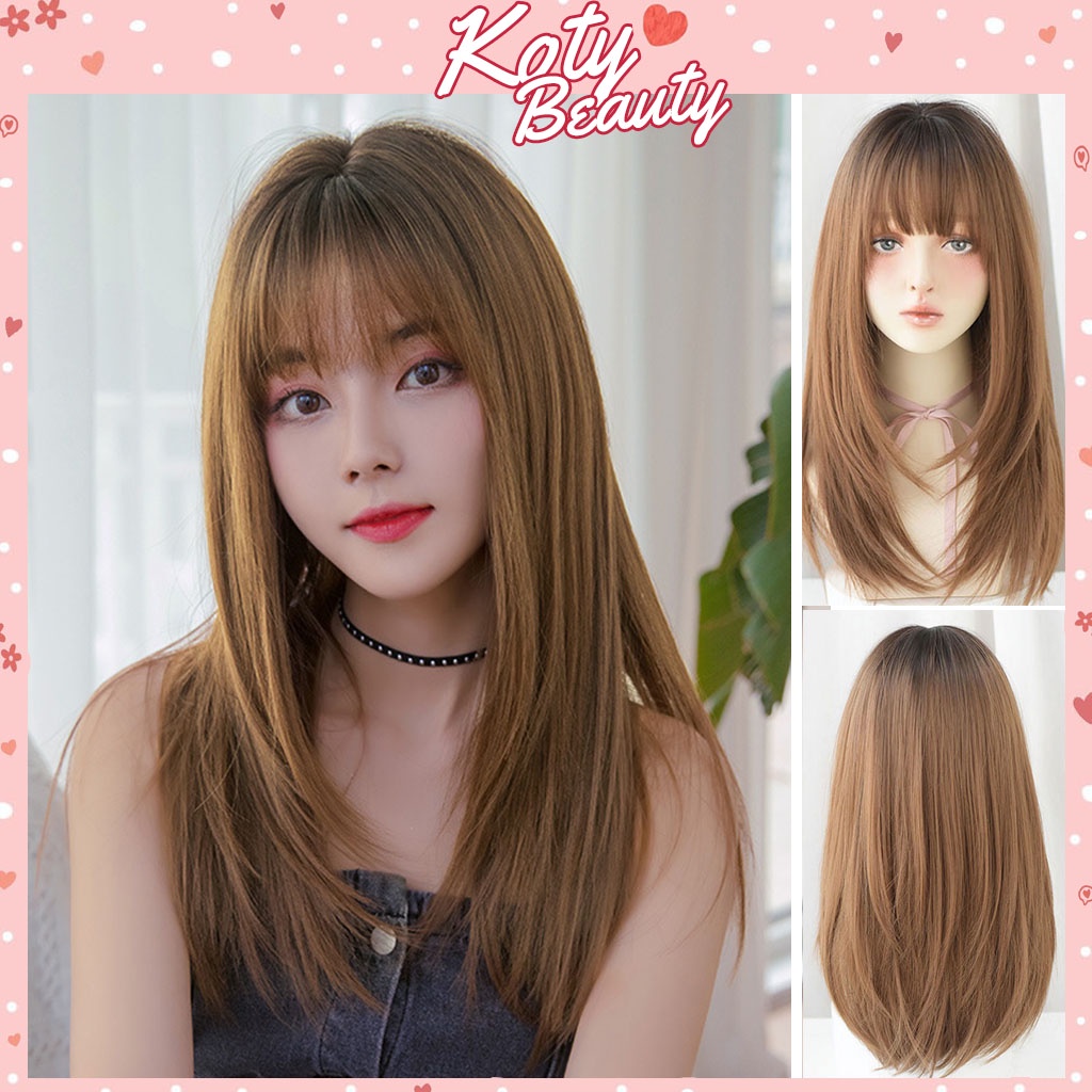 Tóc giả nguyên đầu ❤️KOTY BEAUTY❤️ tóc giả nữ cả đầu thẳng tỉa sole TG90