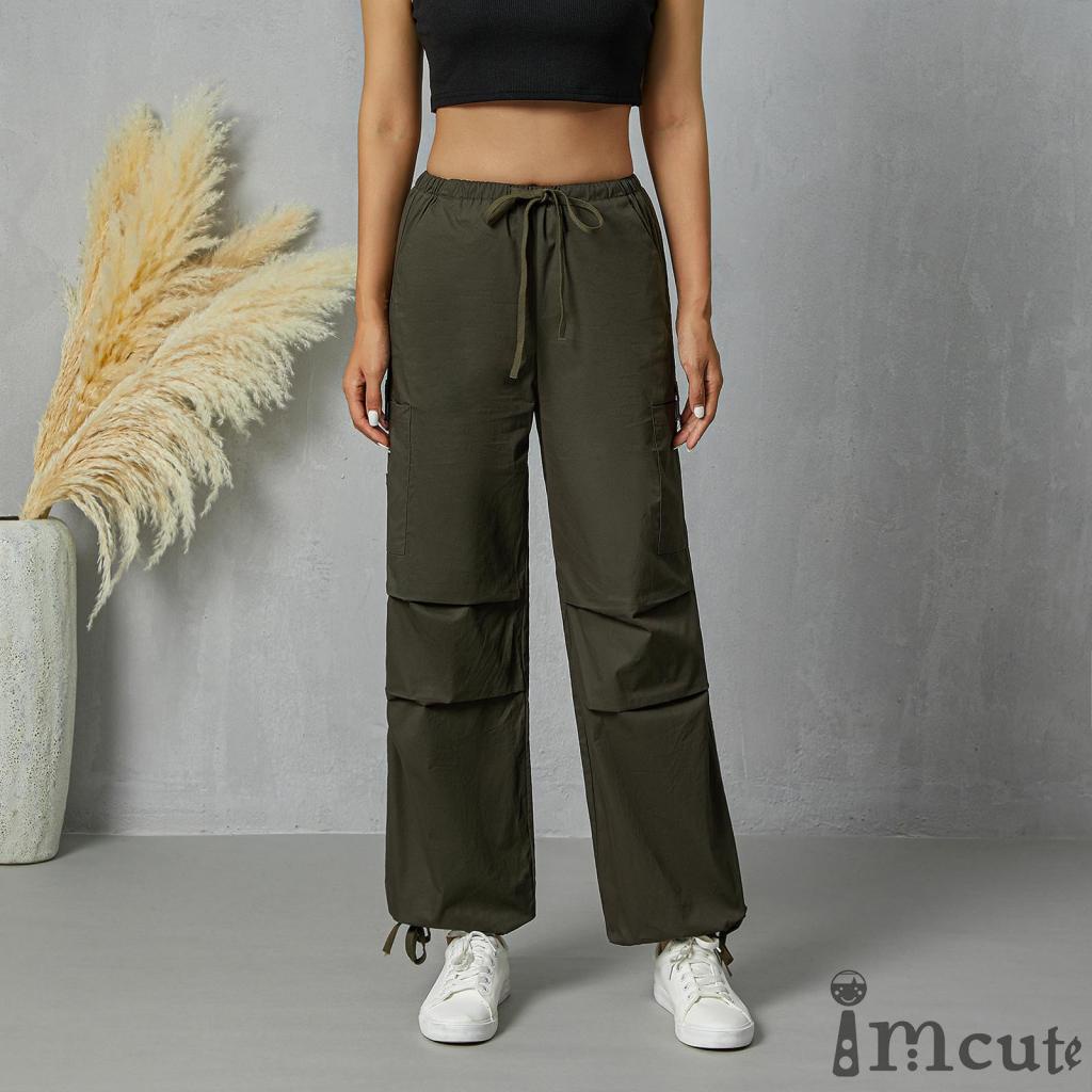 Quần Dài Nữ Ống Rộng Kiểu Dây Rút Màu Sắc Thời Trang Cá Tính