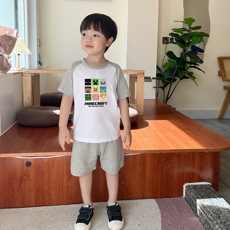 Áo Thun NgắN Tay In HoạT HìNh Minecraft 6 MàU Cho Bé AC021