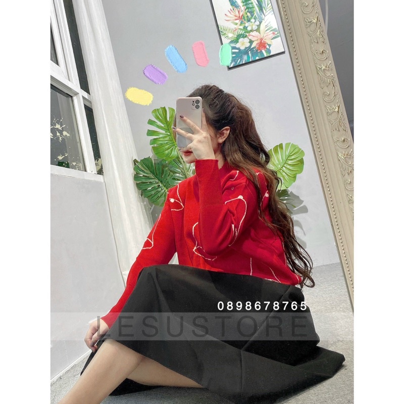 ẢNH TỰ CHỤP Len dệt họa tiết giáng sinh