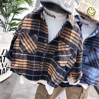 ✶✒✱Áo sơ mi tay dài họa tiết caro phong cách thời trang dành cho bé