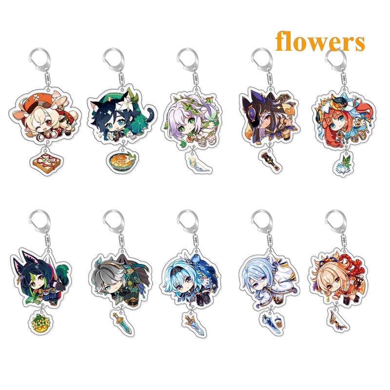 Móc Chìa Khóa Hình Hoa Anime Genshin Va Chạm Zhongli Xiao Hutao Hung Dễ Thương Cho Nữ