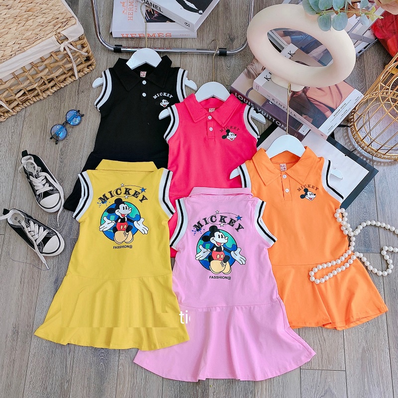 Váy bé gái cố trụ sát nách mickey 5 mầu XHN958