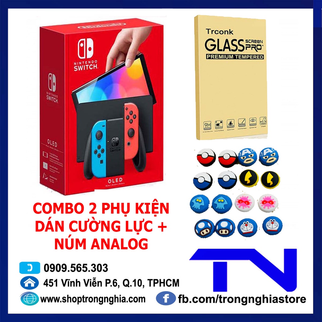 Máy Nintendo Switch OLED Aeon/White + Combo tặng 2 phụ kiện - Hàng chính hãng Nintendo