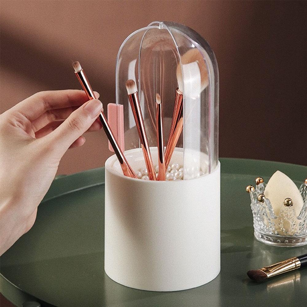 Hộp Đựng Cọ Trang Điểm Bằng Nhựa Trong Suốt Có Nắp Trượt Chống Bụi