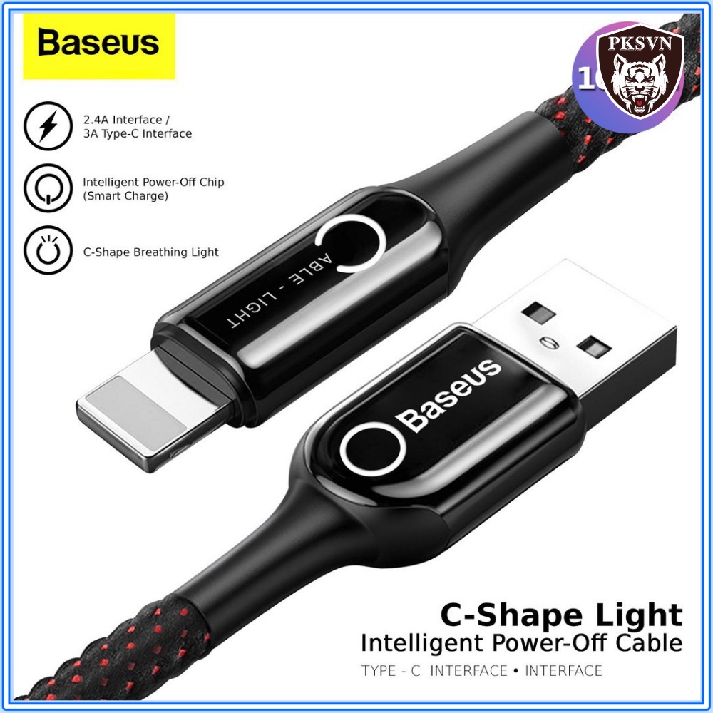 Cáp Sạc TỰ NGẮT THÔNG MINH Chính Hãng Baseus Cshaped - Dây Sạc Tự Ngắt Sạc nhanh 12w cho 13 pro max trở xuống - BH 1 Năm