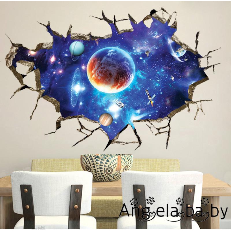 Inl-new 3D Galaxy Out Space Planet Bé Trai Phòng Ngủ Nghệ Thuật Vinyl Dán Tường Decal