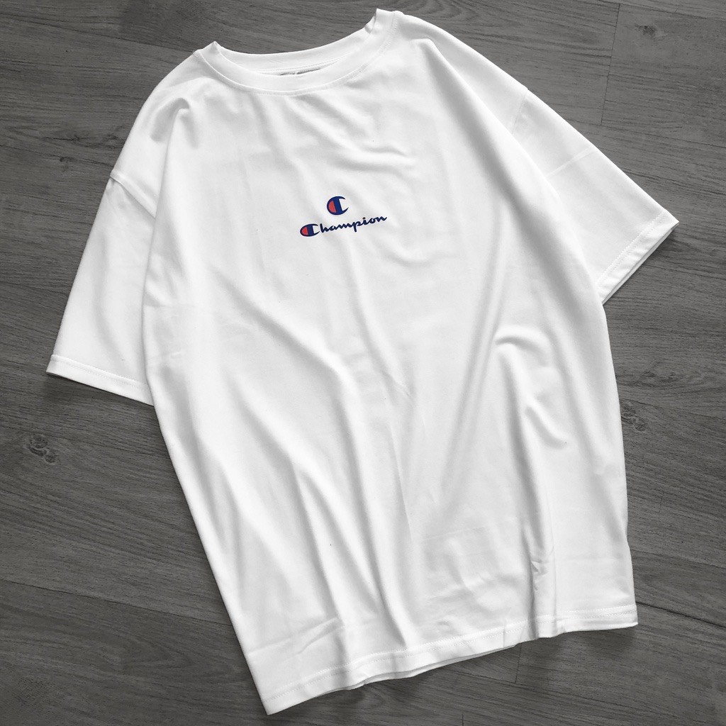 Áo phông nam nữ champion cotton 2 màu đen trắng DT079