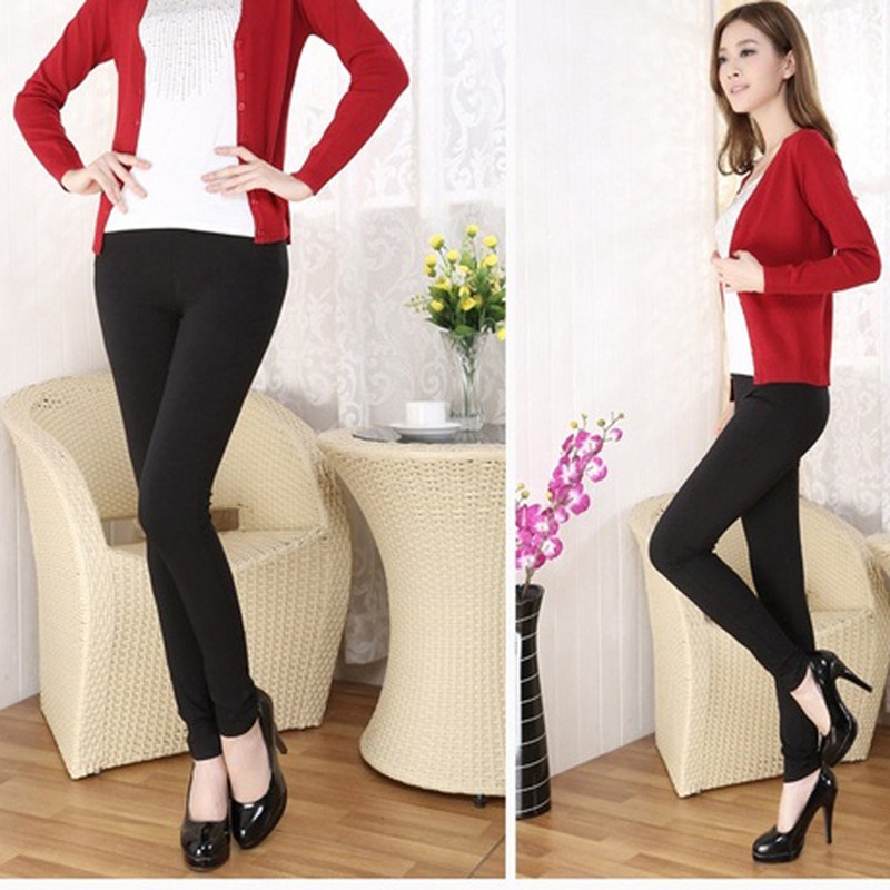 Quần Legging Bút Chì Lưng Cao Màu Trắng Đen Co Giãn Thời Trang Mùa Xuân Cho Nữ