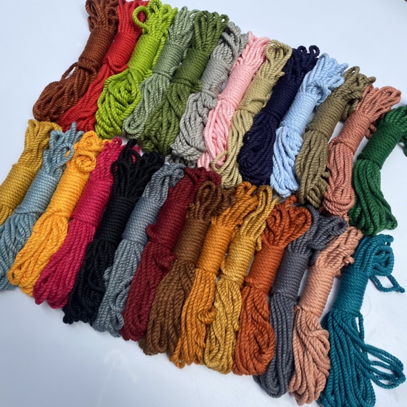 Bó 10mét dây thừng cotton màu size 5mm đủ màu làm handmade trang trí gói quà,gói hàng