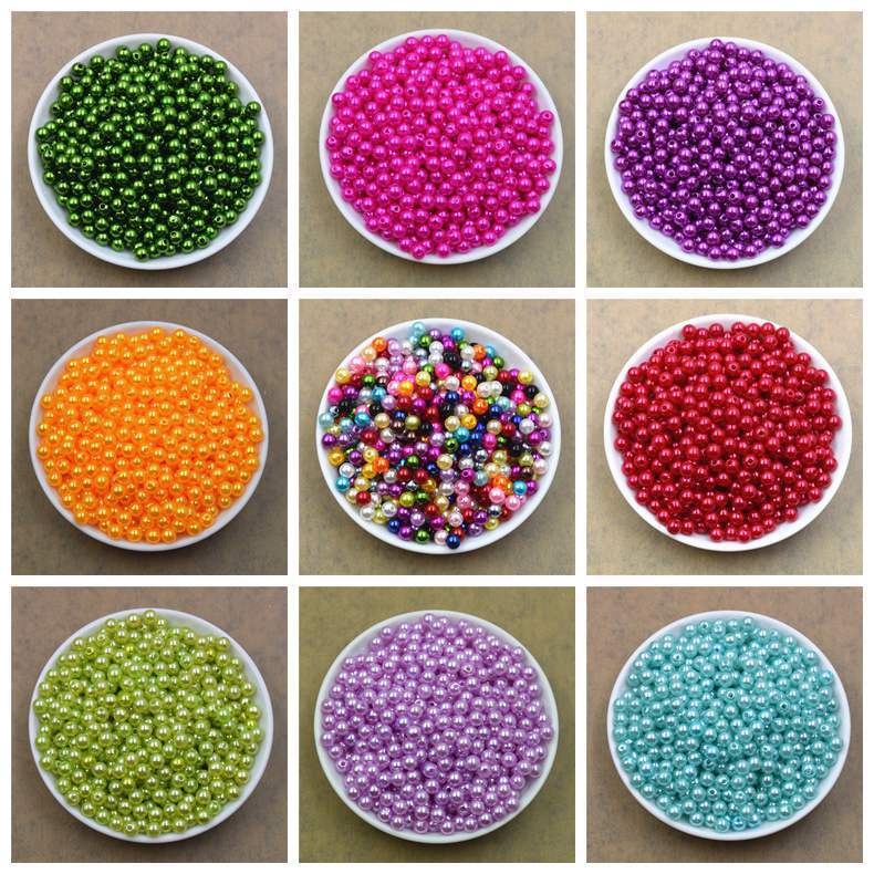 Set 100 hạt ngọc trai giả 6mm nhiều màu sắc dùng trang trí quần áo