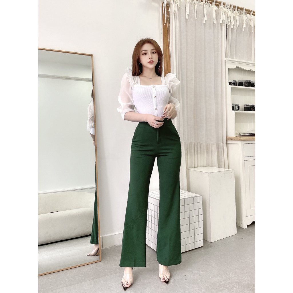 Áo thun tay bồng nữ CRAZYTEEN cổ vuông viền bèo AT0189