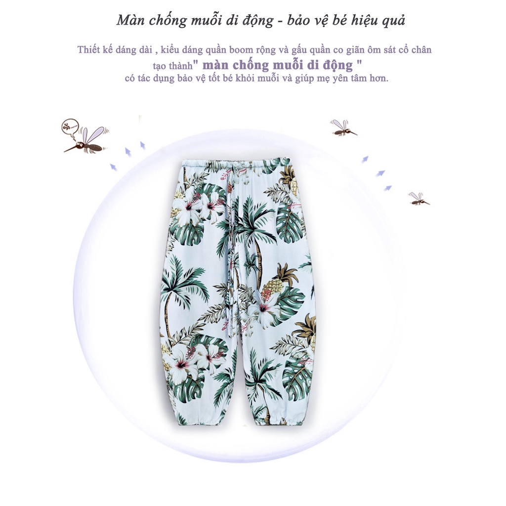 Quần Dài Chống Muỗi ống rộng  chất liệu Linen Cho Bé Trai Bé Gái Từ 1 đến 6 tuổi