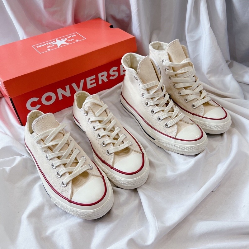 giày sneaker thể thao nam nữ con vớt 70s màu trắng kem cổ cao thấp