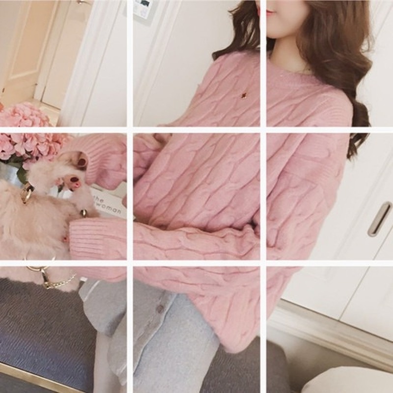 Áo sweater nhung dày dáng rộng phong cách Hàn Quốc thời trang thu đông mới 2021 6606