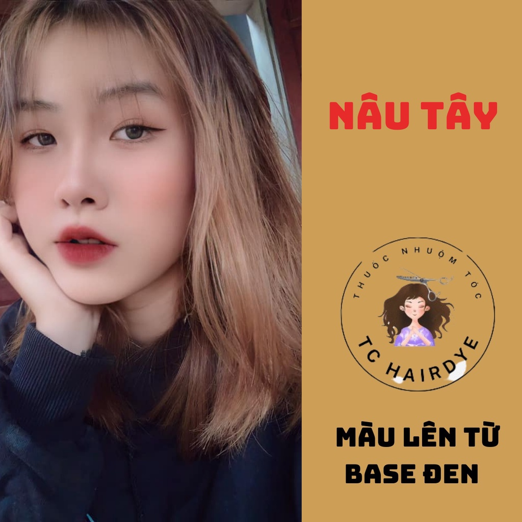 Thuốc nhuộm tóc NÂU Coffee lên màu từ nền đen