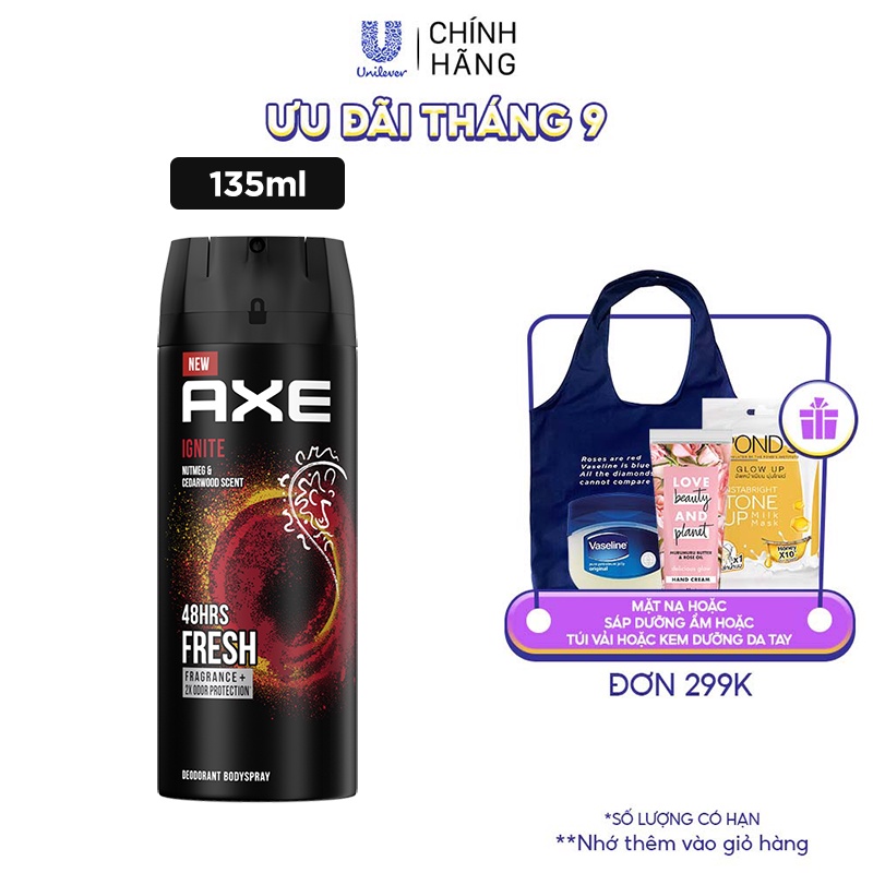 Xịt nước hoa toàn thân dành cho nam AXE Ignite (135ml)
