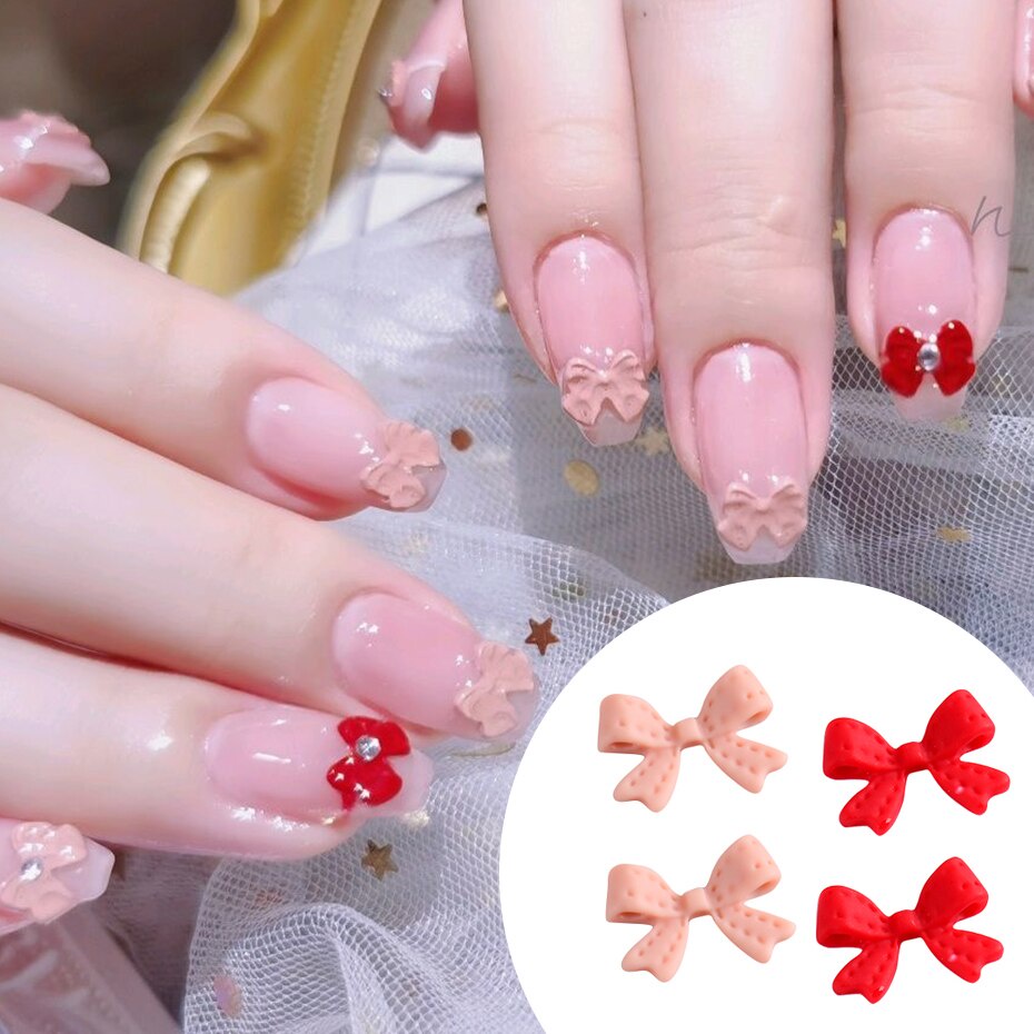 [Hàng mới về] Set hạt đính móng tay trang trí nghệ thuật thiết kế nơ 3D đáng yêu