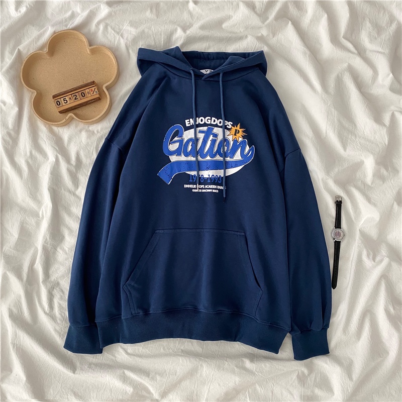 SUXI Áo Hoodie Nữ Dáng Rộng In Chữ Phong Cách Hàn Quốc Mới