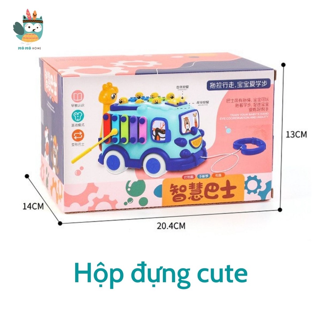 Đồ Chơi Ô Tô Đa Năng 5 Trong 1 - Xe Bus kéo phát nhạc Kết Hợp nhiều trò chơi câu cá thú vị cho bé - Mô Mô Home
