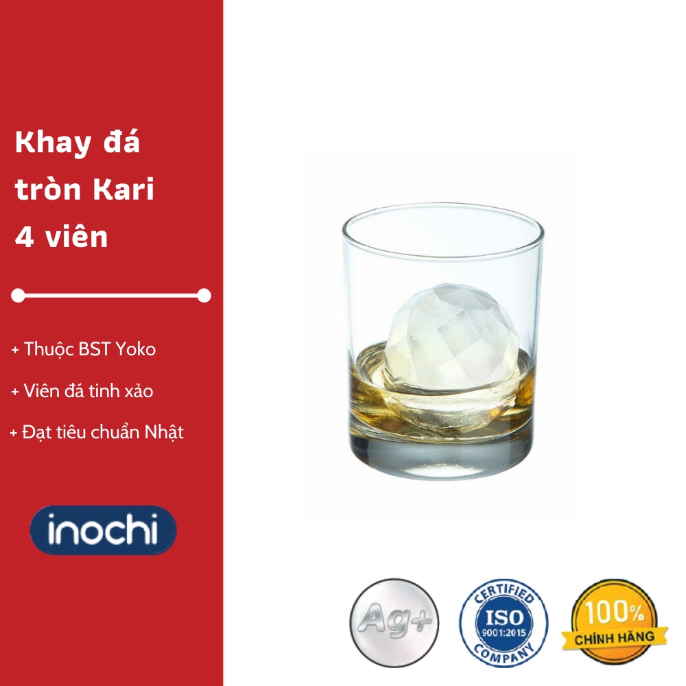 Khay đá tròn Kari 4 viên Inochi - Công nghệ kháng khuẩn, Chất liệu nhựa bền dẻo linh hoả, Chất lượng Nhật Bản