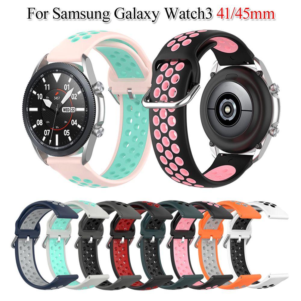 BTLIMER Dây Đeo Silicone Mềm Thoáng Khí Thay Thế Cho Đồng Hồ Thông Minh Samsung Galaxy Watch 3 41mm 45mm